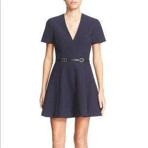 Cinq a Sept Viper V Neck Fit and Flare Dress